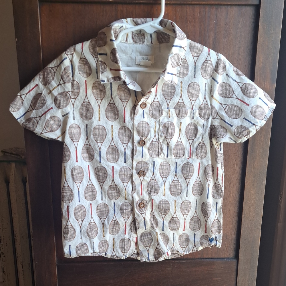 Blue Rooster New York Boys Size 5Y Beige Tennis Button Down Shirt